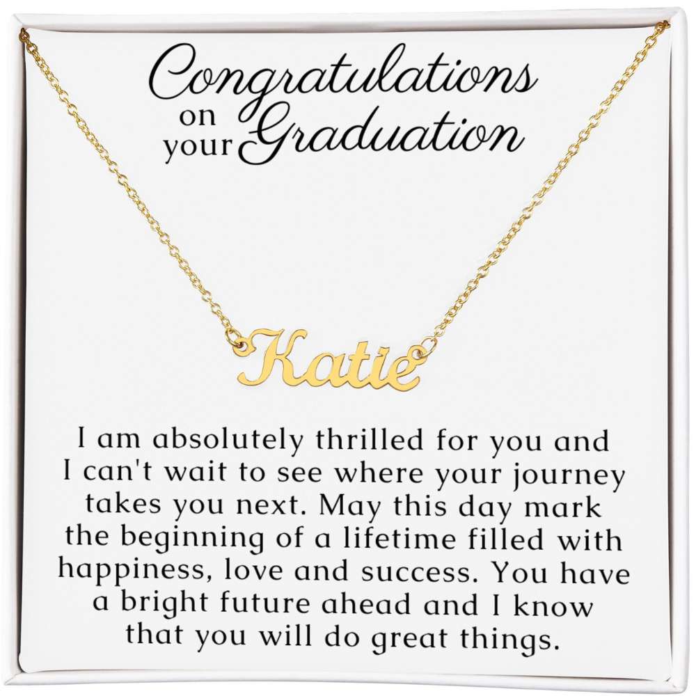 Graduation Gift for Women, Name Necklace with thoughtful Message
