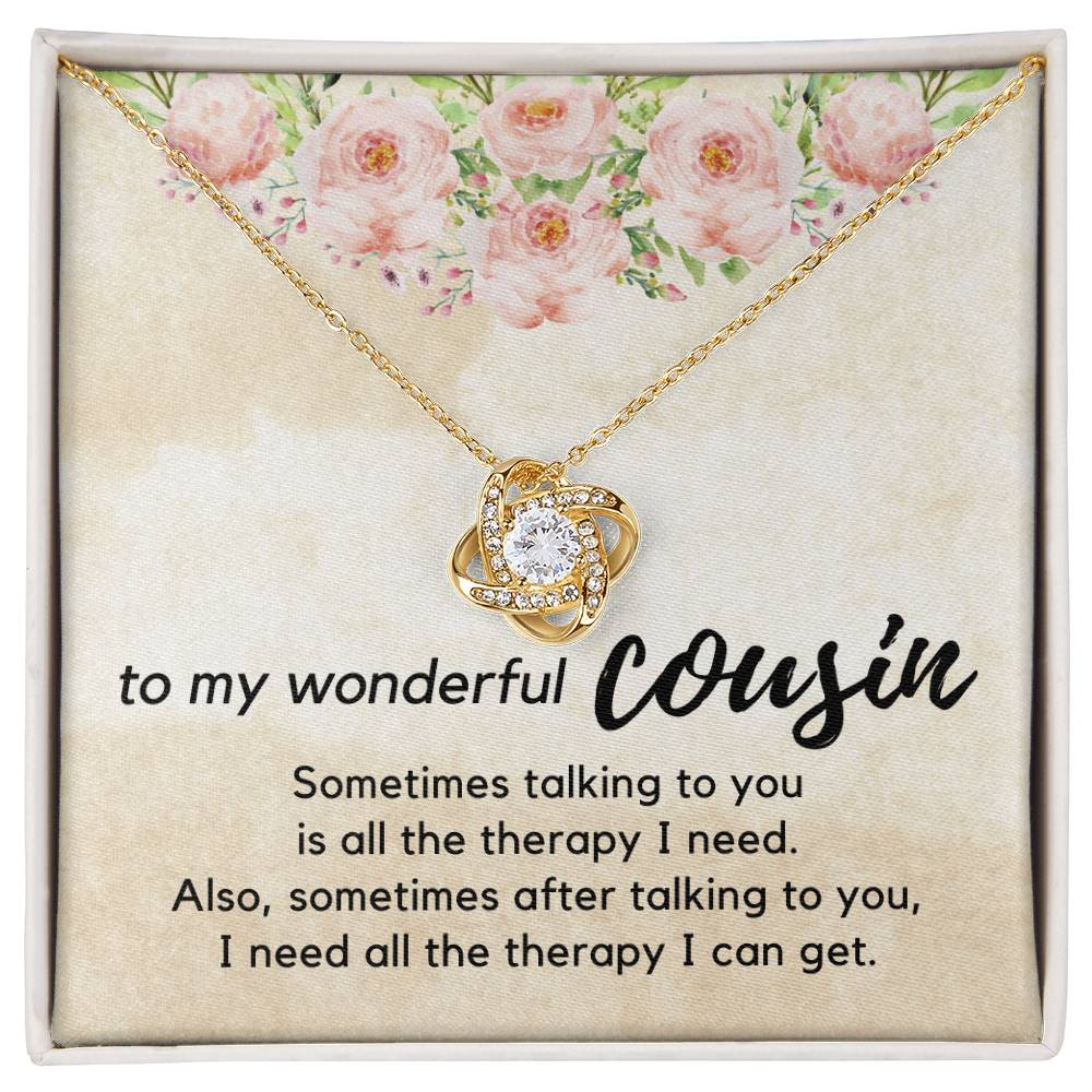 Funny Cousin Jewelry Gift, Knot Necklace with sarcastic Message