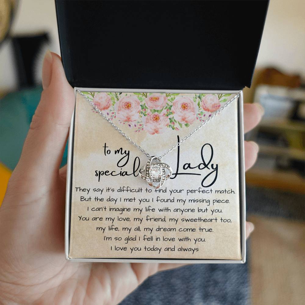 Jewelry for my special Lady, Love Knot Necklace Gift for Her