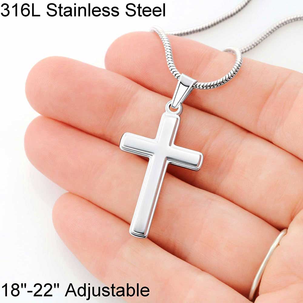 Cousin Cross Gift, Stainless Steel Cross for Cousin w/ Message