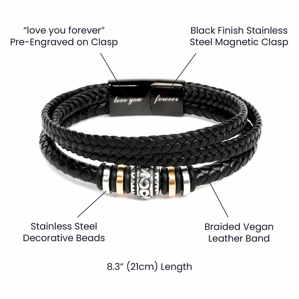 Brother Bracelet Gift, Braided Vegan Leather Band