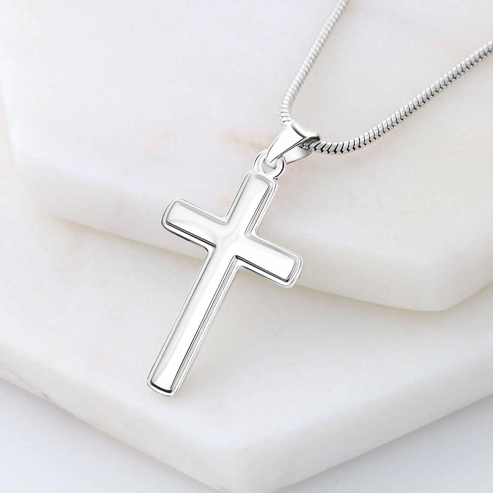 Personalized Stainless Steel Cross Gift for Grandpa, Add Name & Closing