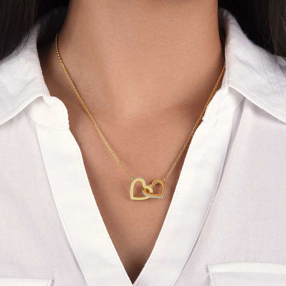 Personalized Bonus Mother Gift, Interlocked Hearts Necklace, Add Name & Closing