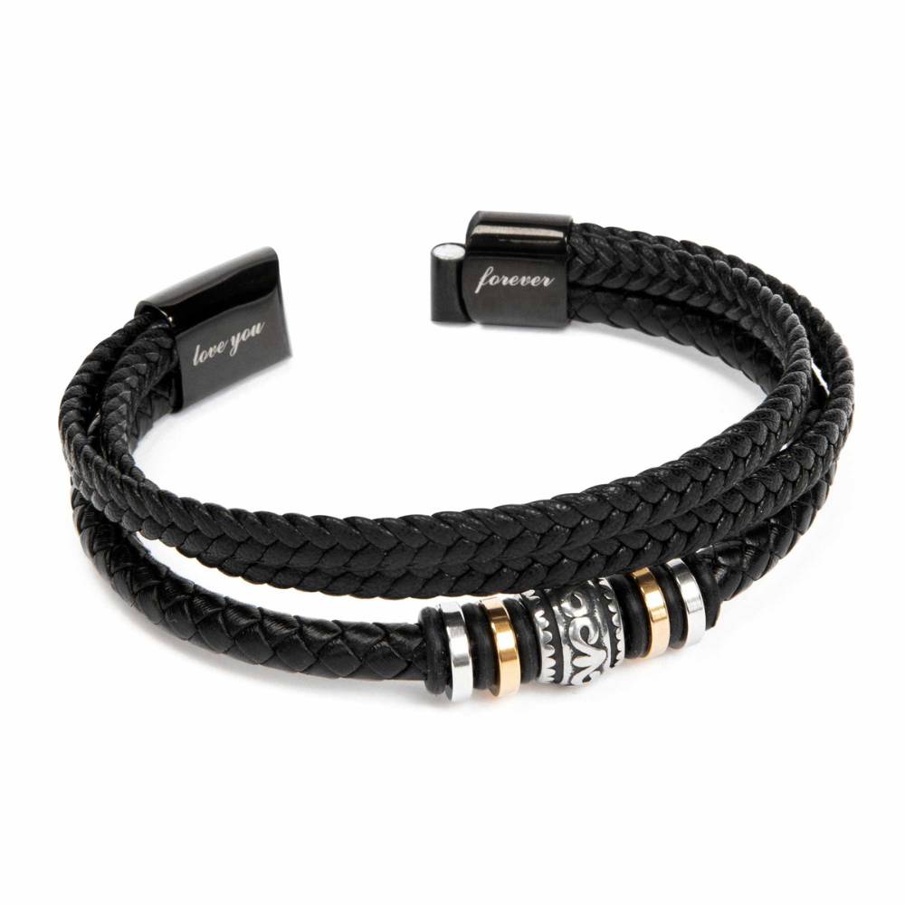 Bracelet Gift for Bonus Son, Braided Vegan Leather Band for Stepson