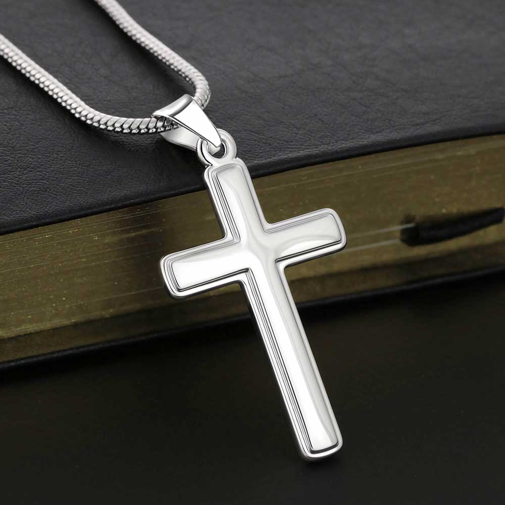 Personalized Stainless Steel Cross Gift for Grandpa, Add Name & Closing