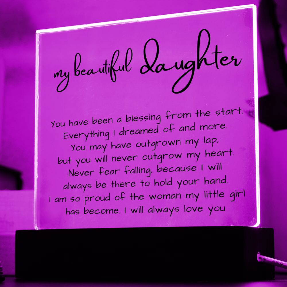 Daughter Gift with thoughtful message, Acrylic Plaque with LED