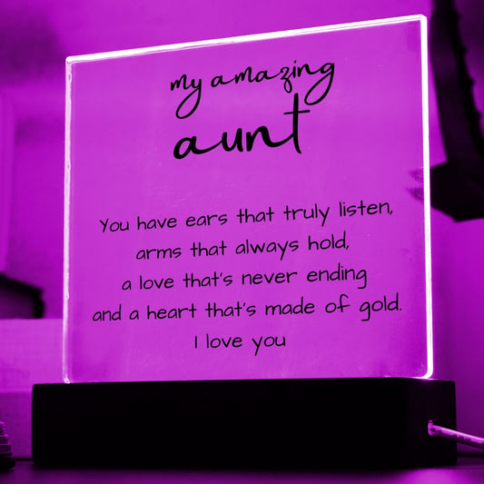 Acrylic Plaque with LED for Aunt with thoughtful message