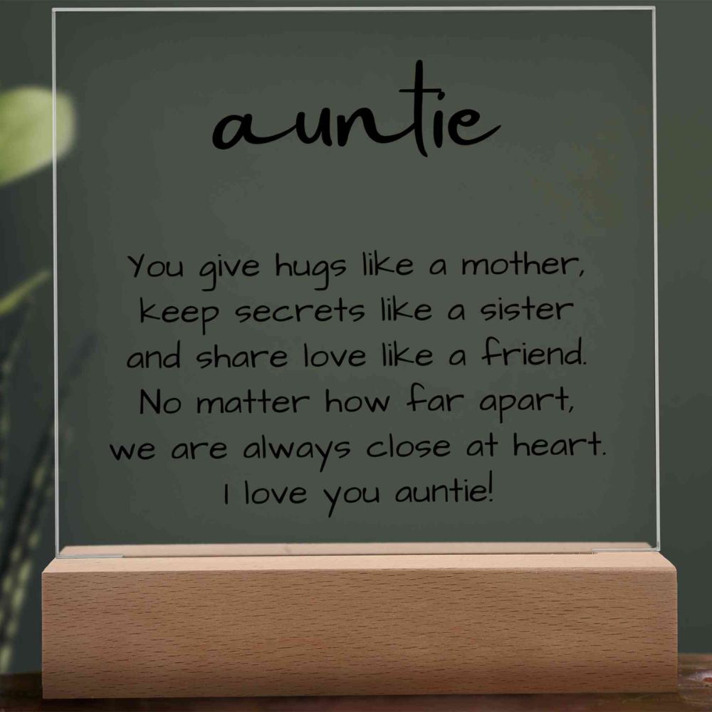 Auntie Gift, Acrylic Plaque with LED for Aunt