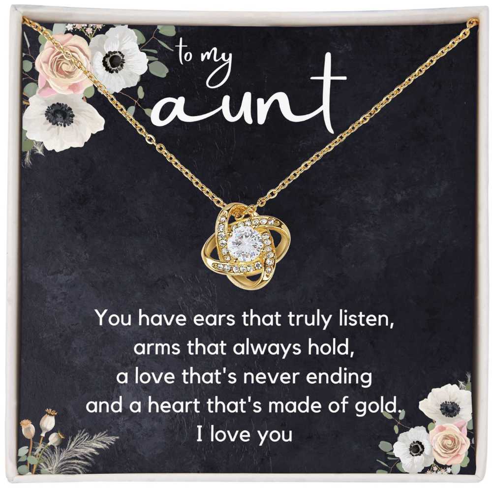 Personalized Aunt Gift, Love Knot Necklace for Aunt, Add Name & Closing