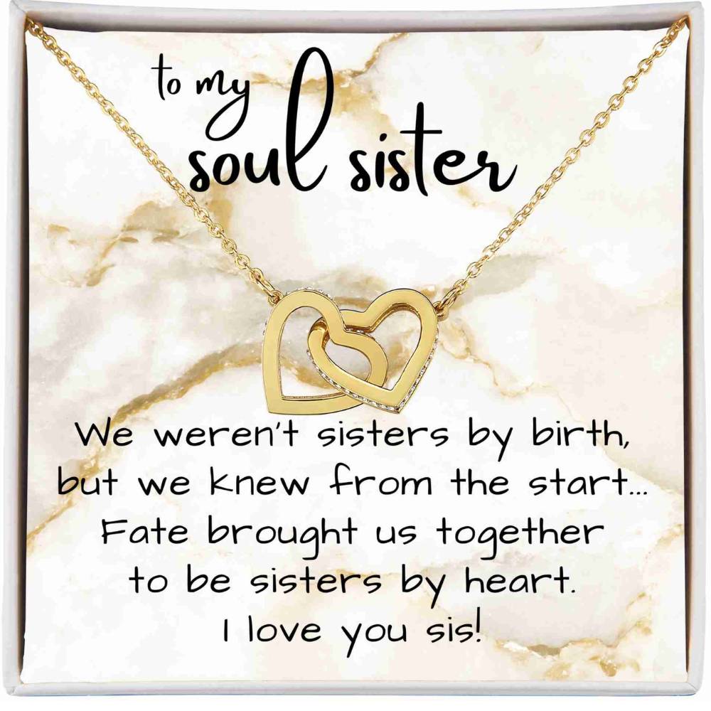 Personalized Heart Necklace for Soul Sister w/ Message Card, Add Name & Closing