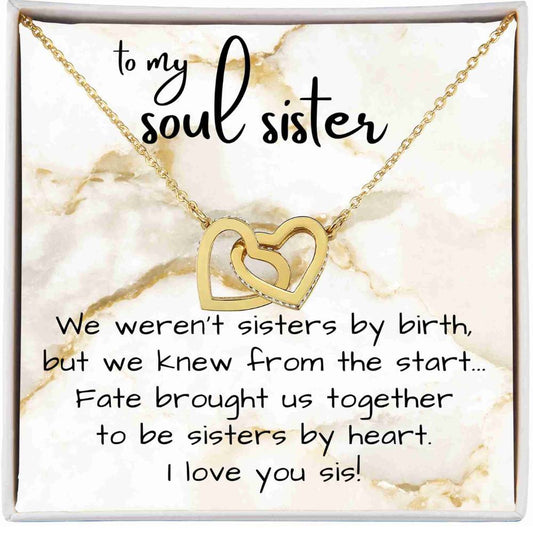 Personalized Heart Necklace for Soul Sister w/ Message Card, Add Name & Closing