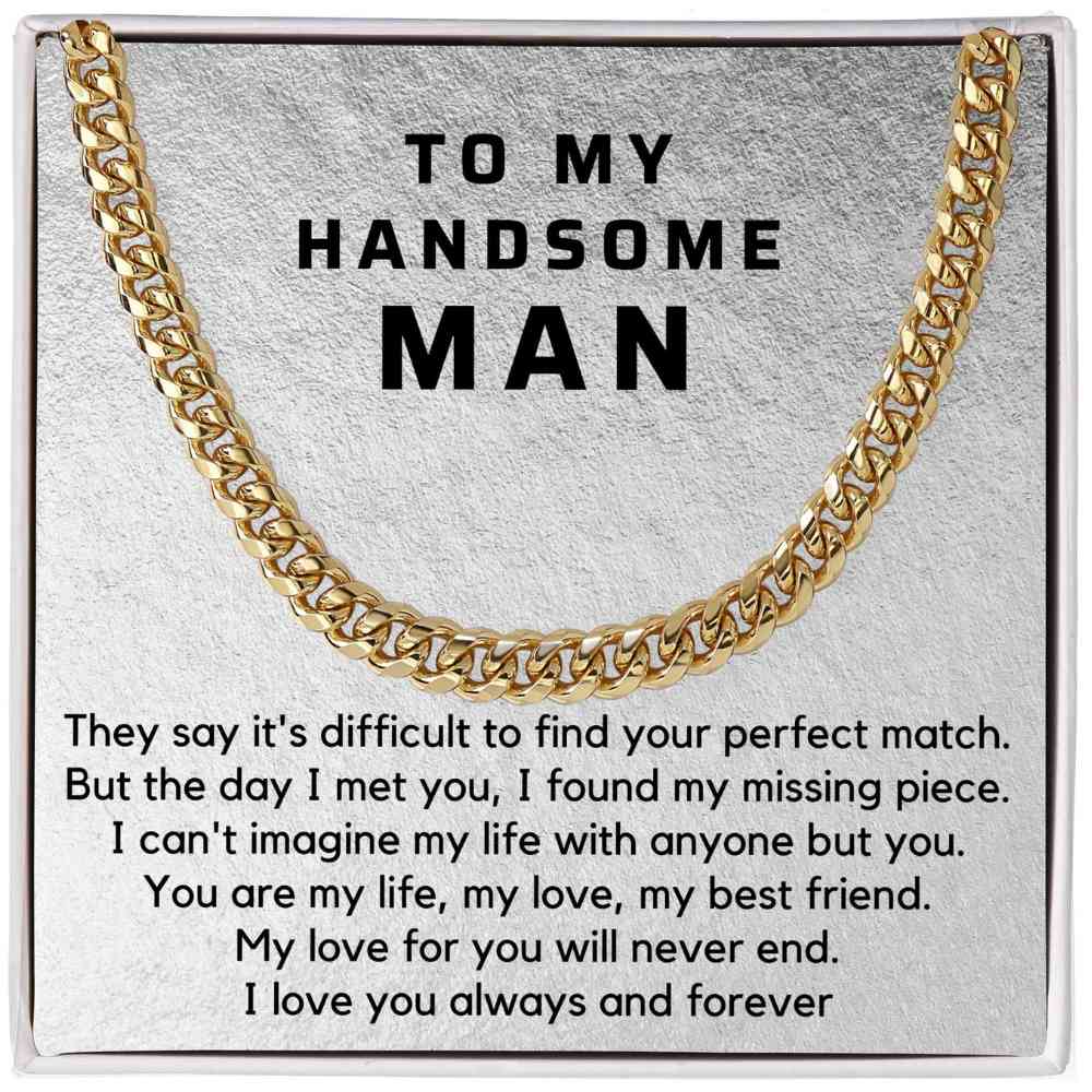 Gift for Him, Cuban Chain Necklace with romantic Message