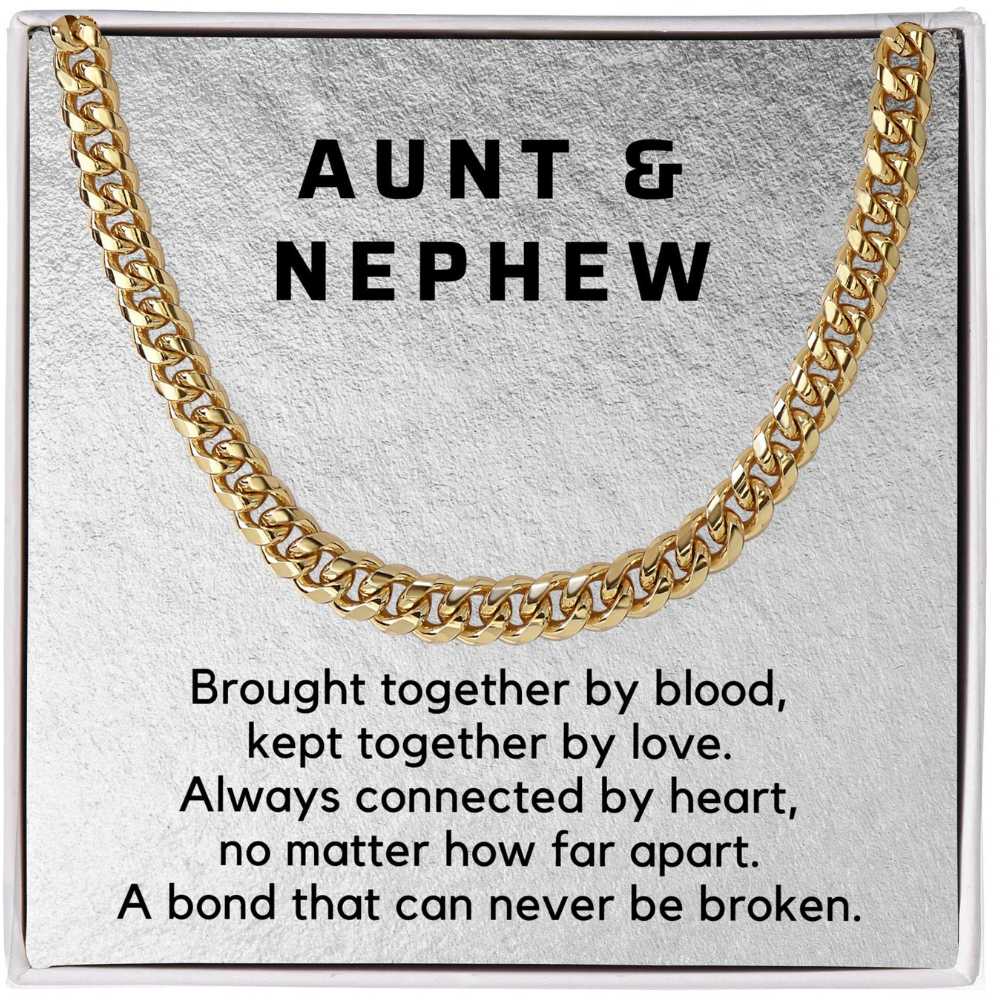 Aunt and Nephew Gift, Cuban Chain Necklace for Nephew from Aunt