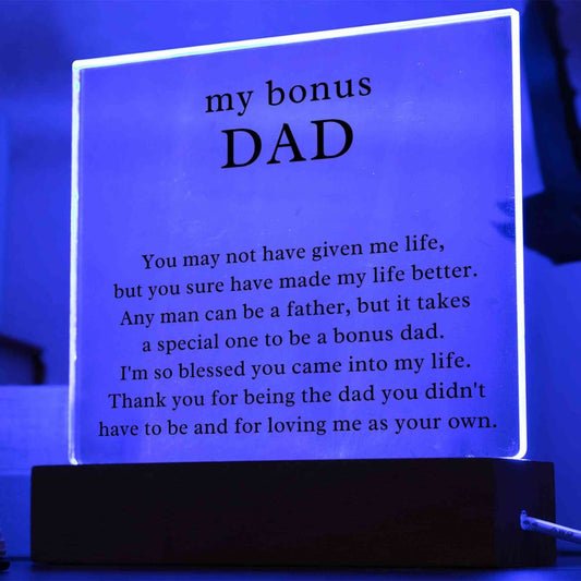 Acrylic Plaque with LED, Gift Bonus Father with thoughtful message