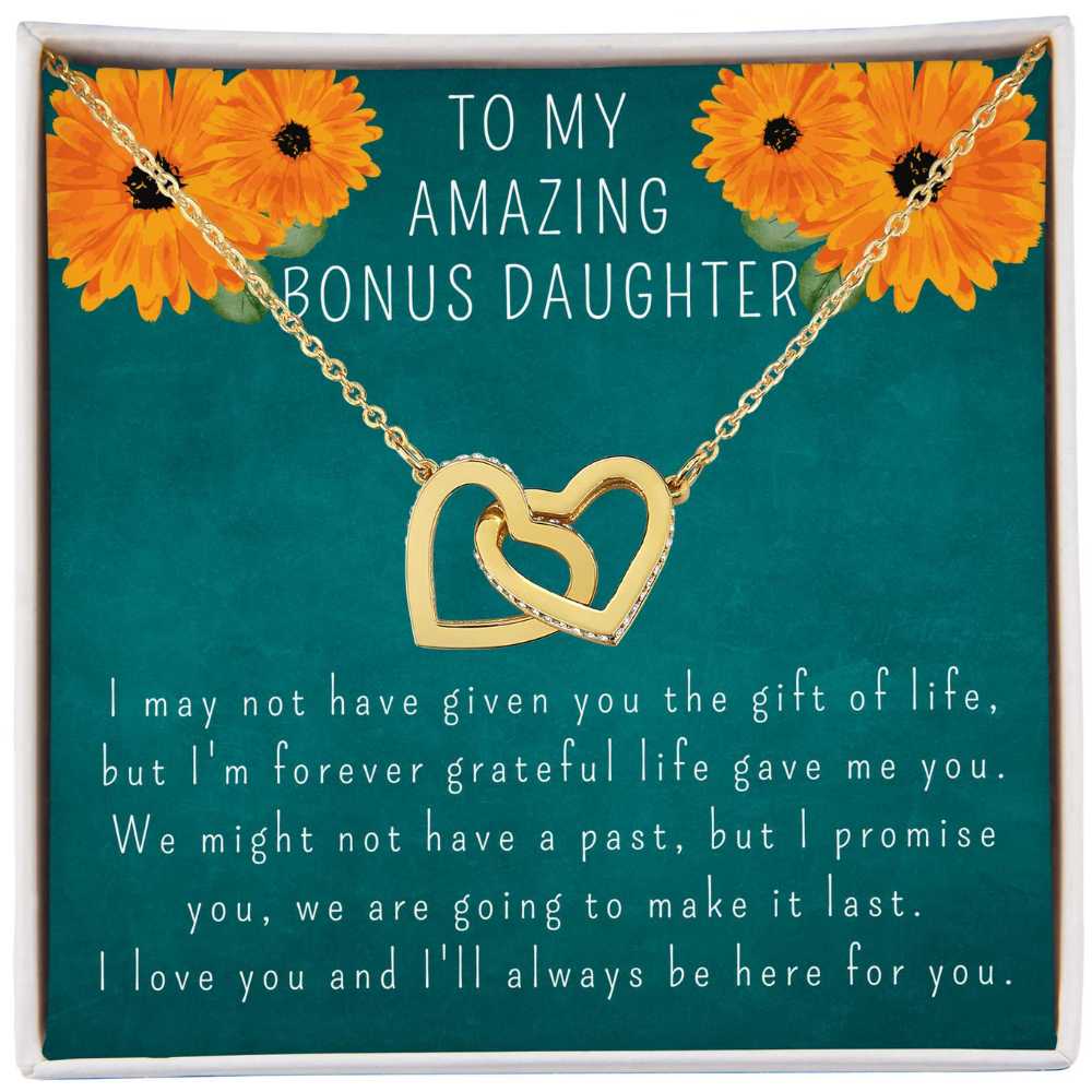 Personalized Bonus Daughter Gift, Heart Necklace for Stepdaughter