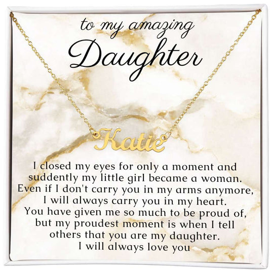 Name Necklace Gift for Daughter with thoughtful Message