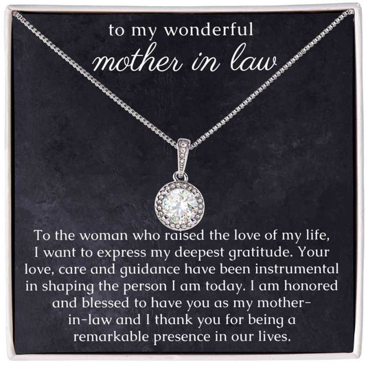 Mom In Law Necklace from Bride or Groom with thoughtful Message