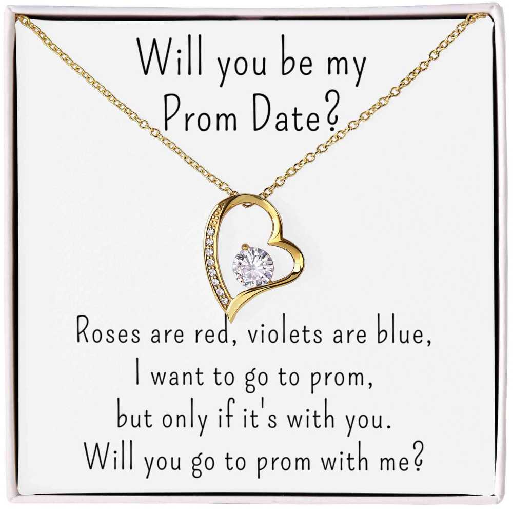 Prom Proposal Gift for Girls, Heart Necklace with Poem