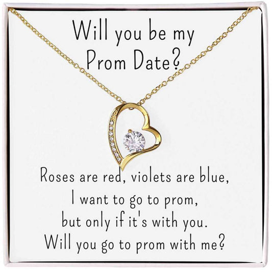 Prom Proposal Gift for Girls, Heart Necklace with Poem