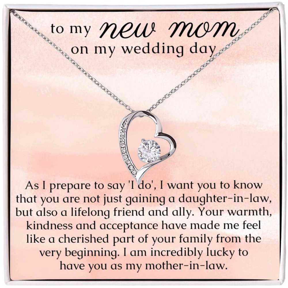 New Mom Gift from Bride, Heart Necklace for Mother In Law on Wedding Day