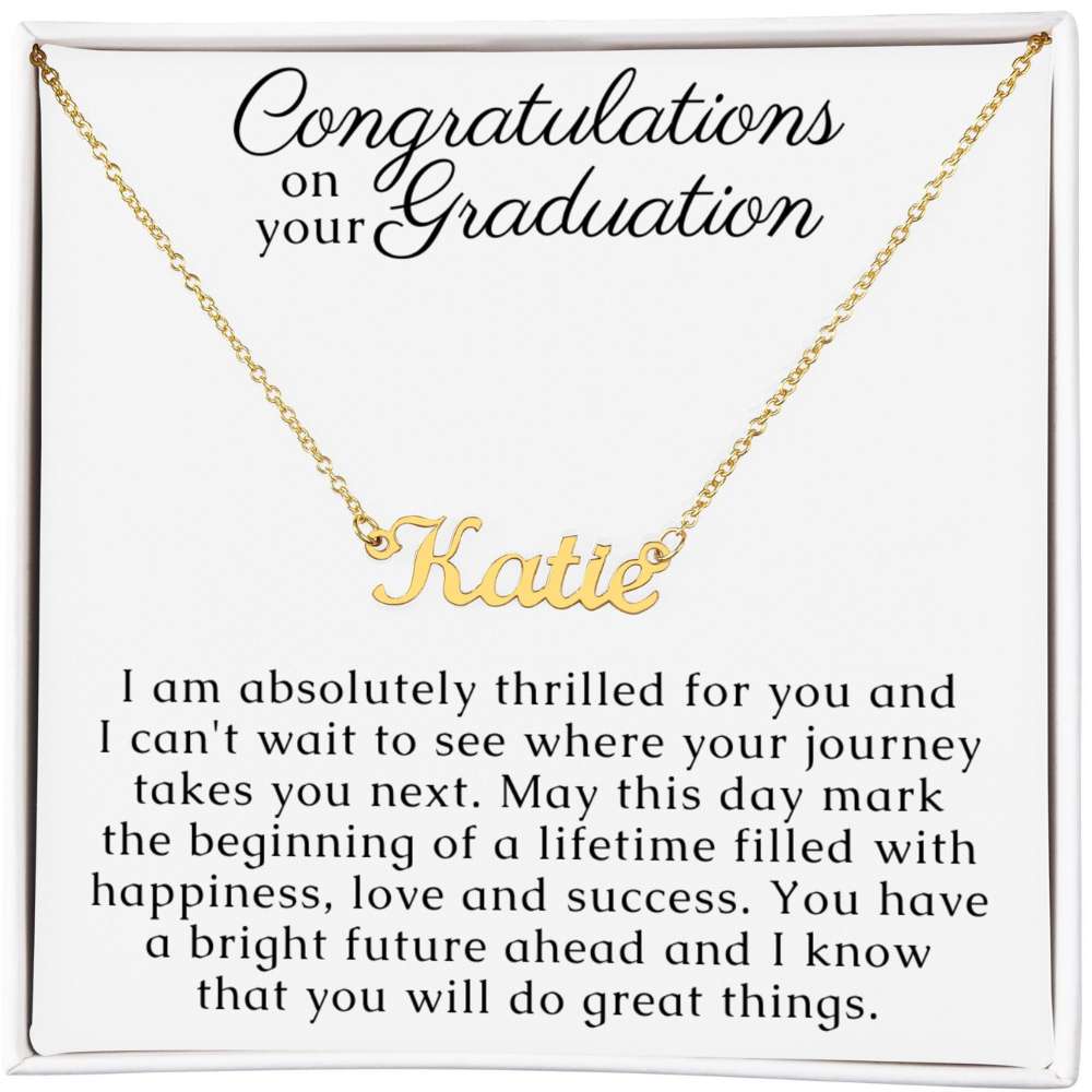 Graduation Gift for Women, Name Necklace with thoughtful Message