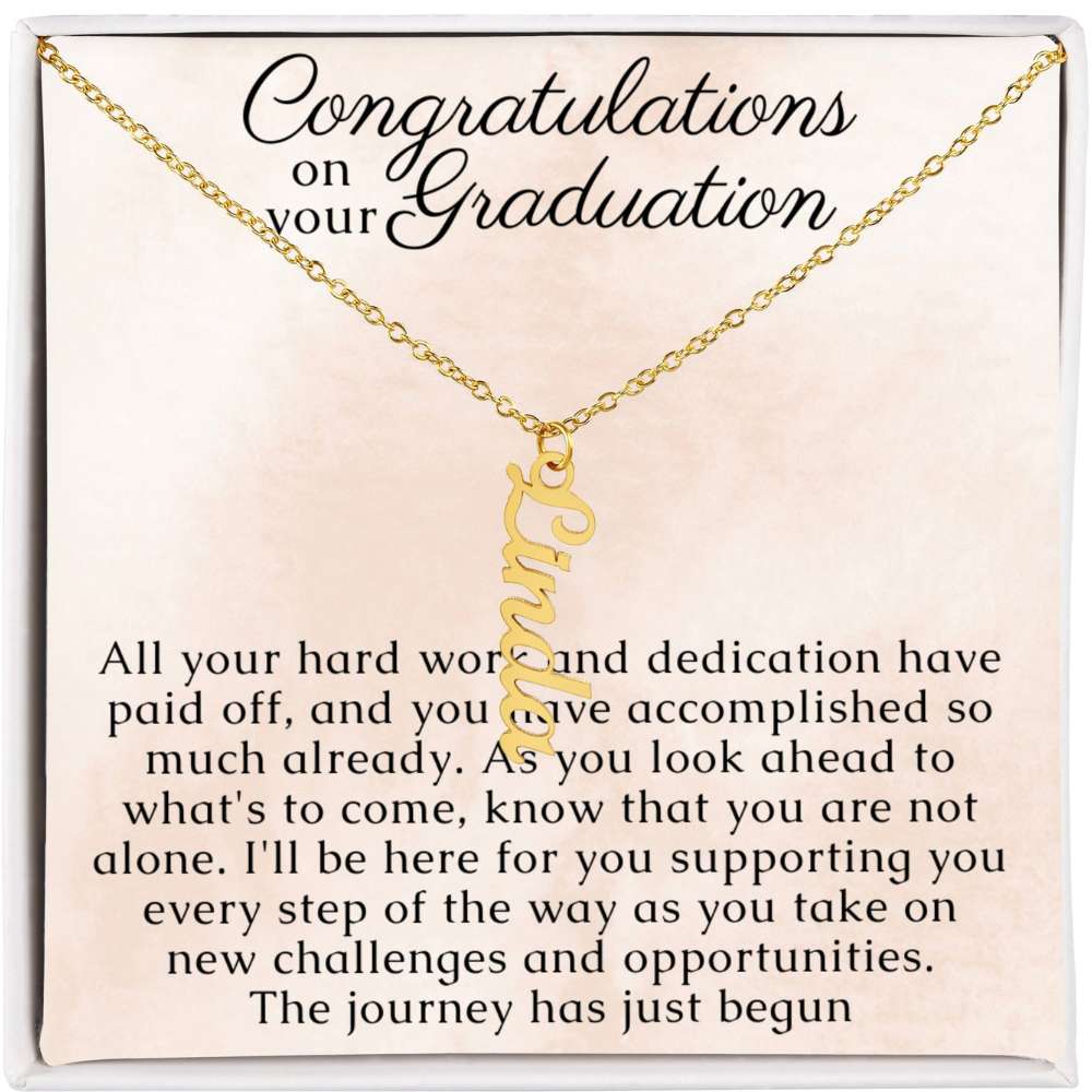 Graduation Jewerly for Women, Vertical Name Necklace Gift