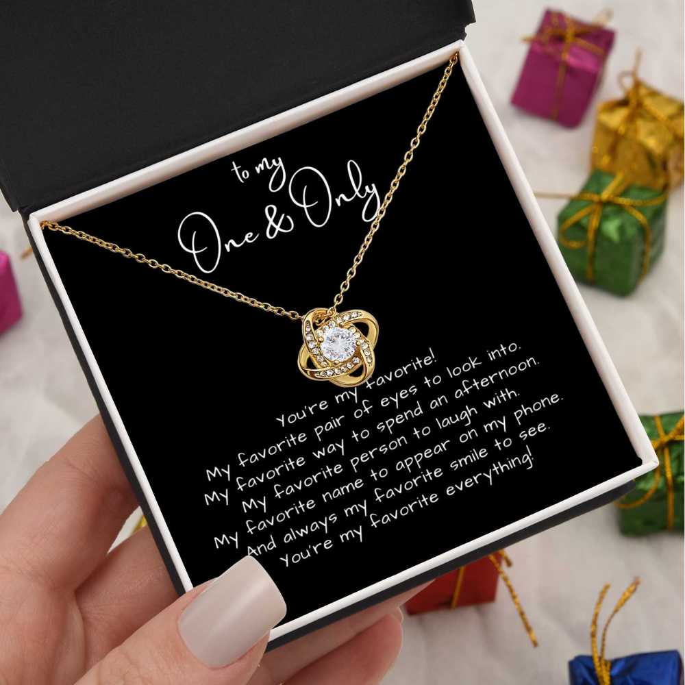 Personalized Gift for Her, You're my Favorite, Love Knot Necklace