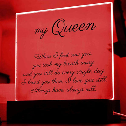 Acrylic Plaque with LED Gift for my Queen