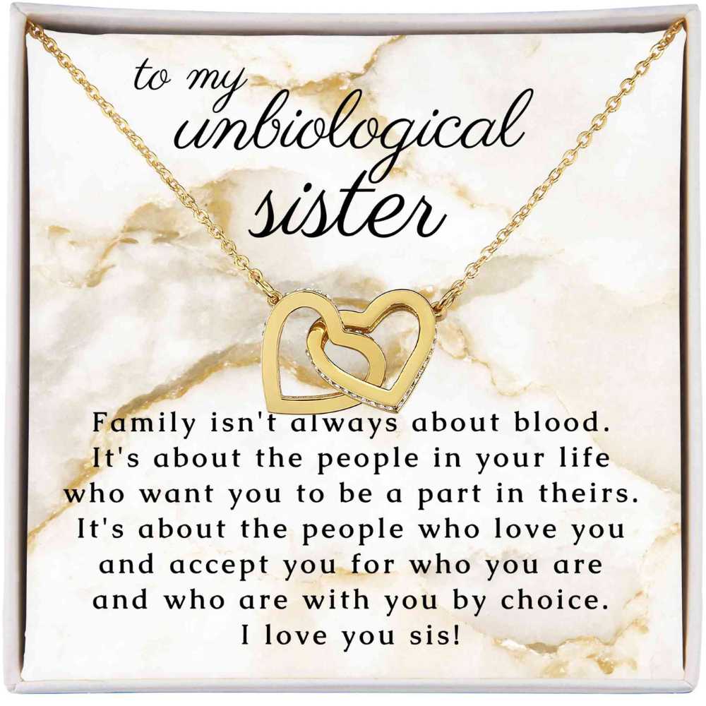 Best Friends Gift - Unbiological Sisters Heart Necklace with thoughtful Message