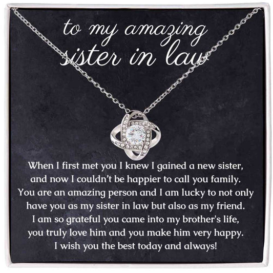 Sister In Law Jewelry, Knot Necklace Gift with thoughtful Message