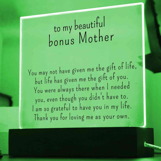 Acrylic Plaque with LED Gift for my beautiful Bonus Mother