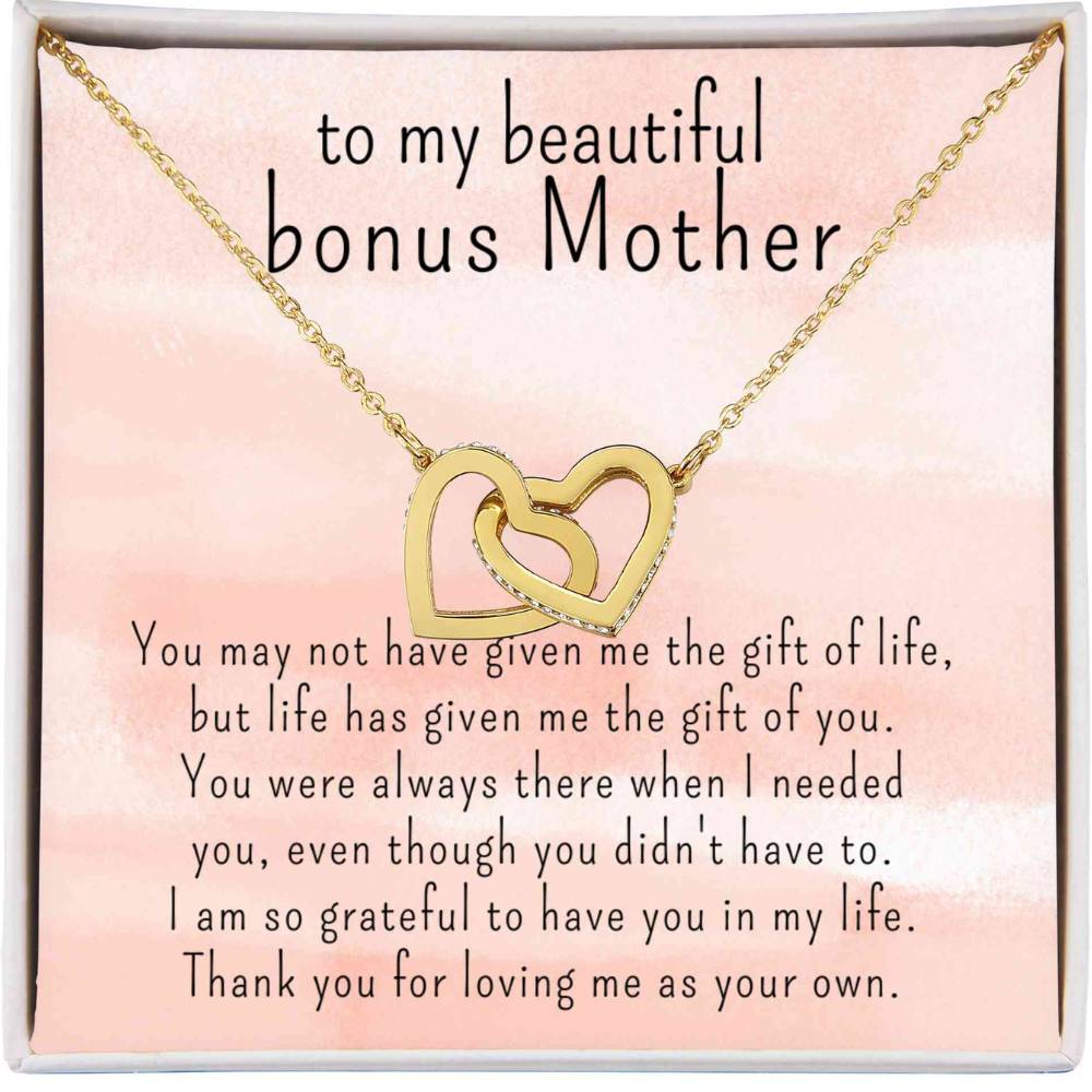 Personalized Bonus Mother Gift, Interlocked Hearts Necklace, Add Name & Closing