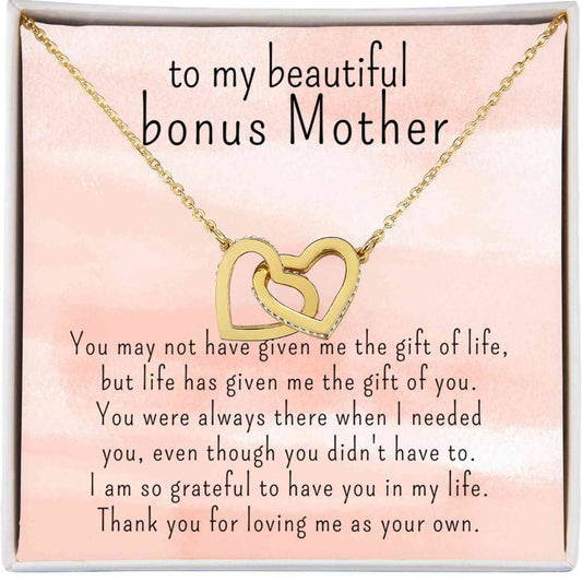 Personalized Bonus Mother Gift, Interlocked Hearts Necklace, Add Name & Closing