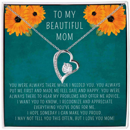 Personalized Heart Necklace for my beautiful Mother, Add Name & Closing