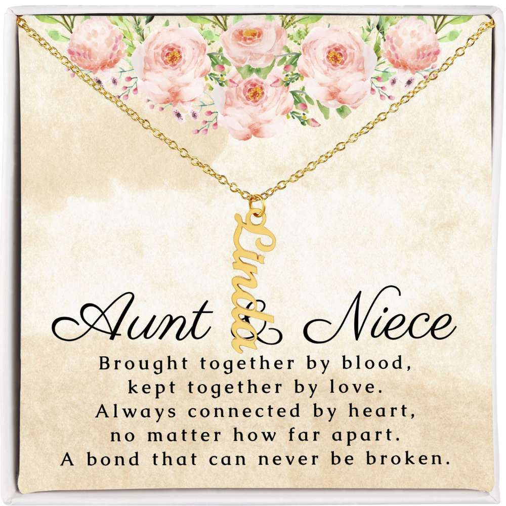 Aunt and Niece Gift, Vertical Name Necklace for Aunt or Niece