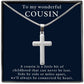 Cousin Cross Gift, Stainless Steel Cross for Cousin w/ Message