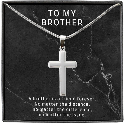 Cross Necklace for my Brother, Steel Cross Gift