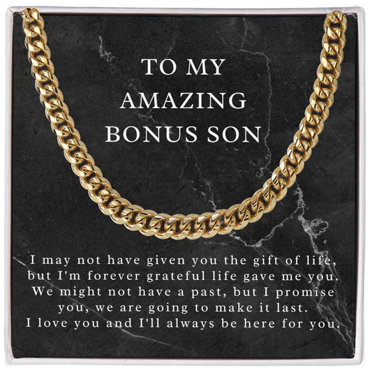 Personalized Cuban Chain Necklace Gift for my amazing Bonus Son