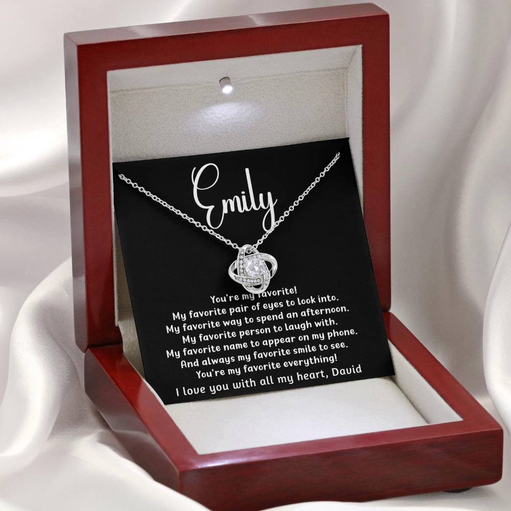 Personalized Gift for Her, You're my Favorite, Name Love Knot Necklace