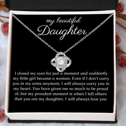 Personalized Gift for Daughter, Knot Necklace with Sentimental Message