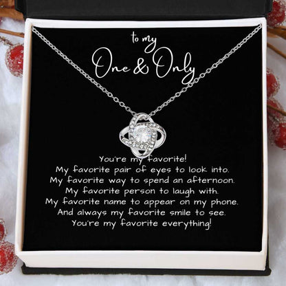 Personalized Gift for Her, You're my Favorite, Love Knot Necklace