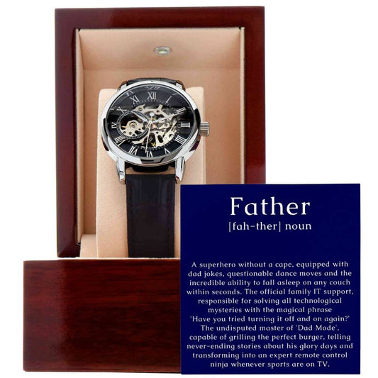 Skeleton Watch Gift for Father with Funny Message Card