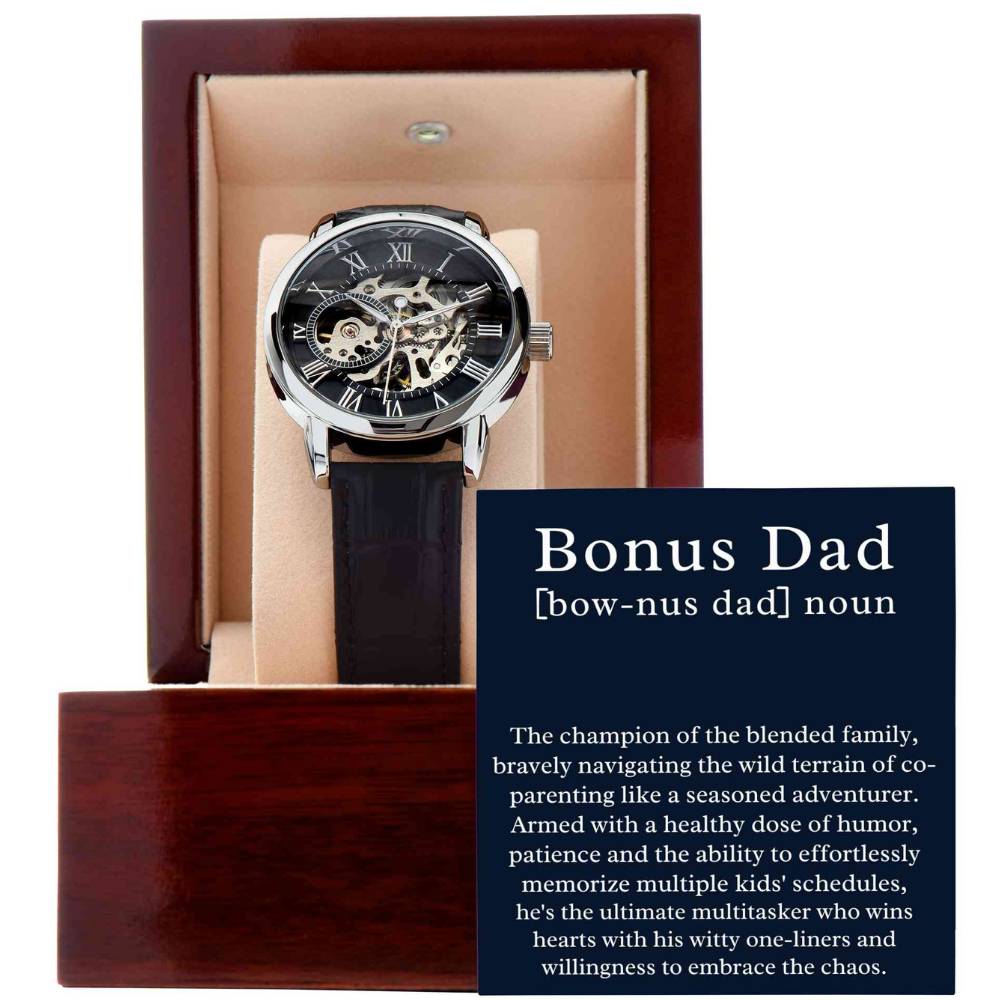 Funny Gift for Bonus Dad, Openwork Mechanical Watch