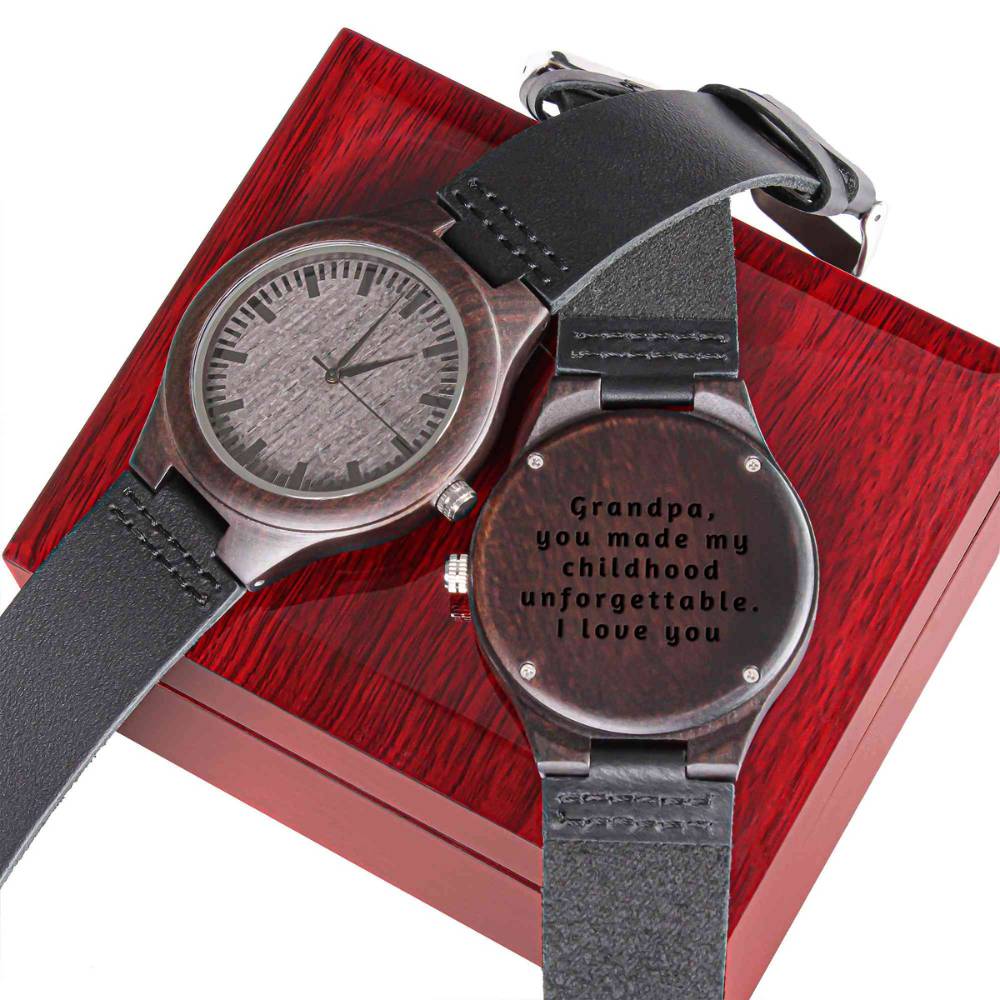 Engraved Wooden Watch Gift for Grandpa