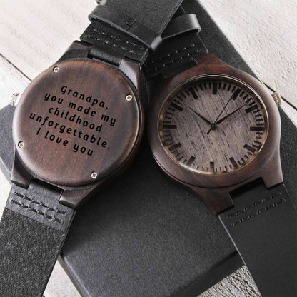 Engraved Wooden Watch Gift for Grandpa