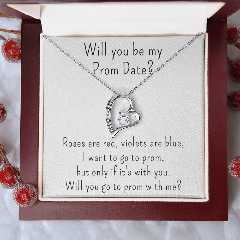 Prom Proposal Gift for Girls, Heart Necklace with Poem