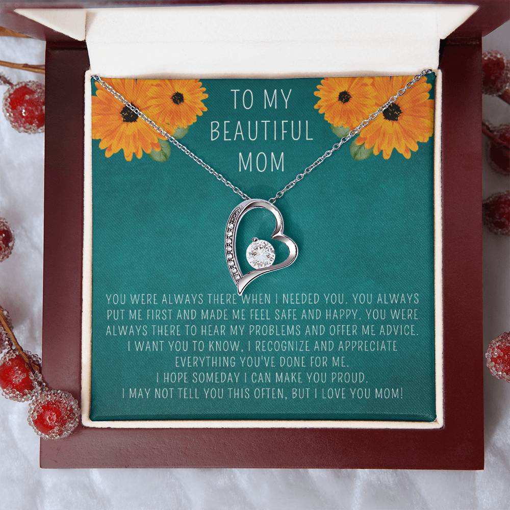 Personalized Heart Necklace for my beautiful Mother, Add Name & Closing