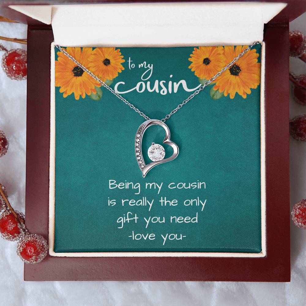 Funny Gift for Cousin, Heart Necklace for Cousin with Sarcastic Message