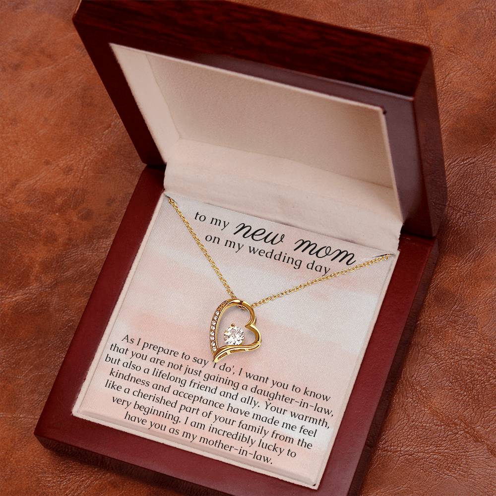 New Mom Gift from Bride, Heart Necklace for Mother In Law on Wedding Day