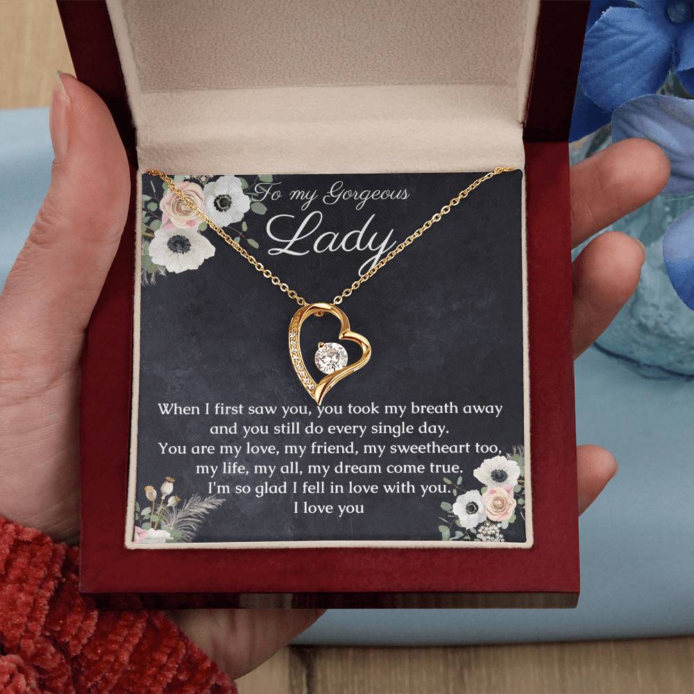 Personalized Heart Necklace Gift for Her, Jewelry for my gorgeous Lady with romantic Message